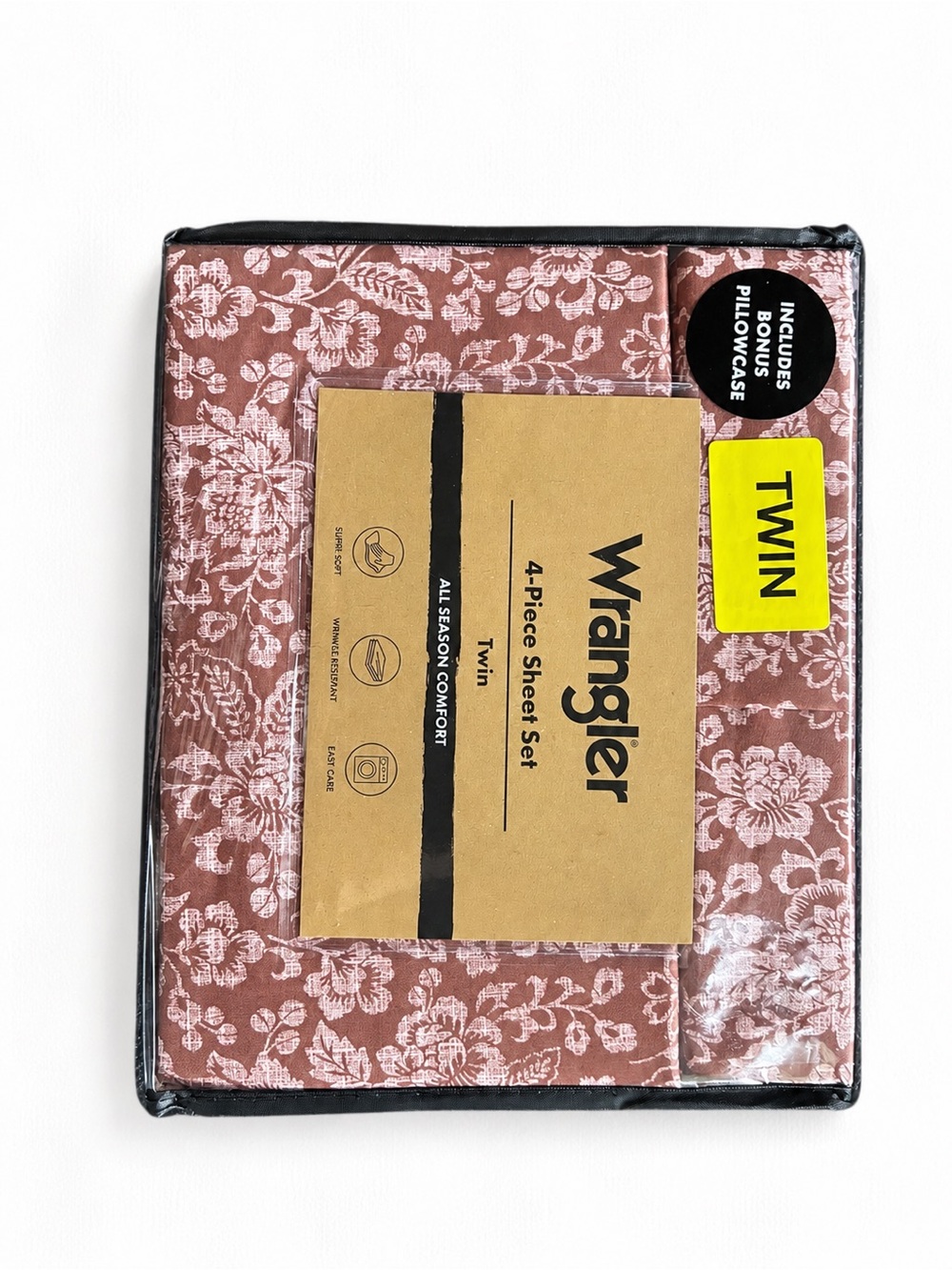 Wrangler Twin Sheet Set in Rose Pink Floral